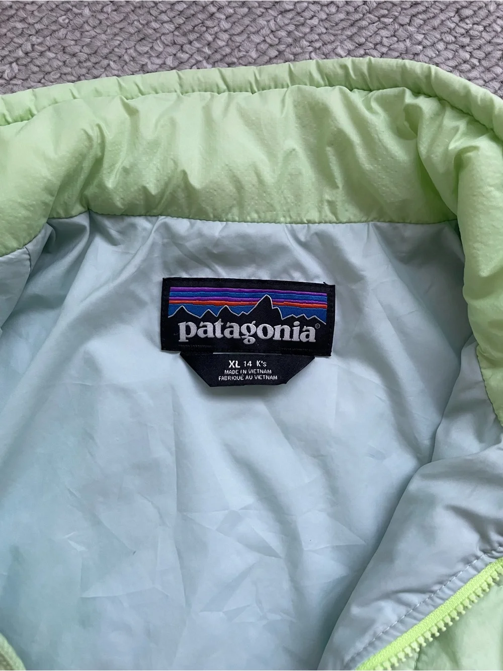 Patagonia Kids Nano Puff Brick Quilted Jacket, Salamander Green, Size XL (14)